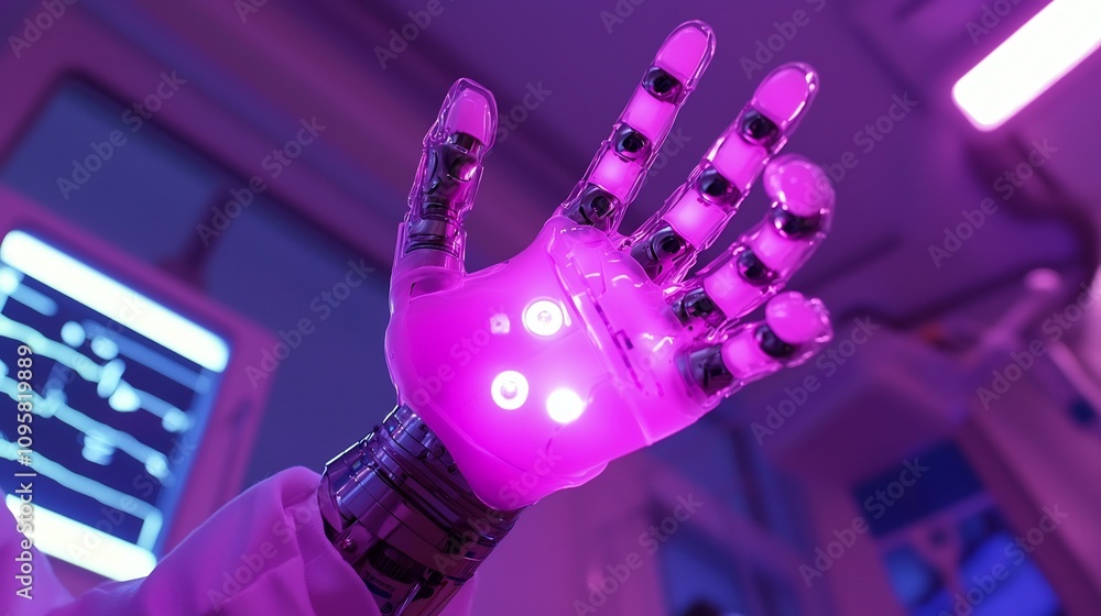 Aufkleber robotic hand assisting in handling medical samples in a sterile environment with ai driven accuracy 