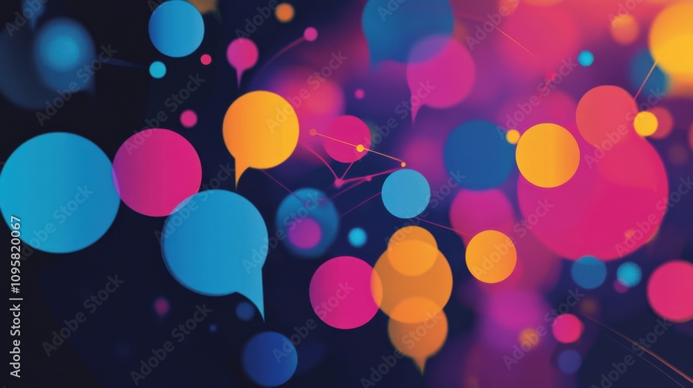 Poster colorful speech bubbles with dynamic background