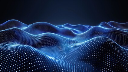 Fototapeta premium Abstract Blue Glowing Digital Landscape