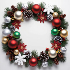 christmas background with balls and fir branches