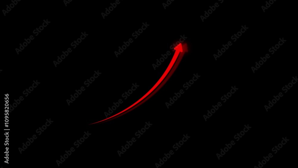 Poster glowing color rising arrow transparent channel. arrow direction, down to up arrow. up business arrow