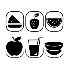 A set of food equipment in silhouette illustrate art design