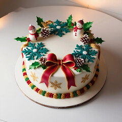 Christmas cake decoration on white