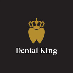 Gold color vector king crown tooth logo design