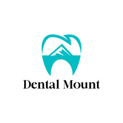 Mountain Top Teeth Logo Design Template. Dental Vector