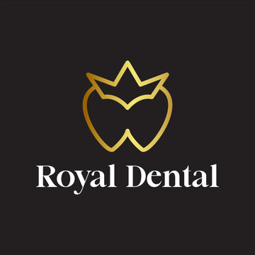 Gold color vector royal crown tooth logo design
