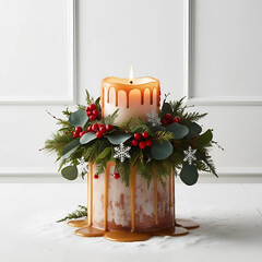 christmas wreath with candle