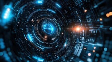 Fototapeta premium Cctv camera monitoring event in digital realm futuristic environment abstract viewpoint enhancing security concepts and technological innovation