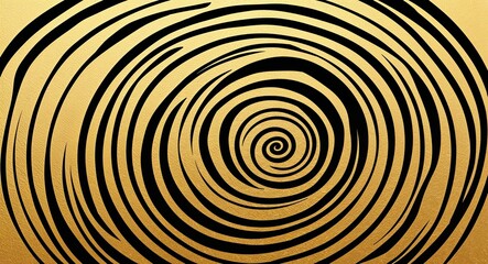 Obraz premium Black Spiral pattern hand drawn design on Gold background illustration
