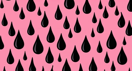 Black Tear drop pattern hand drawn design on Silver background illustration