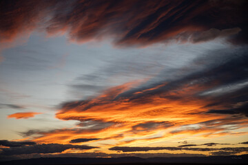 Striking sunset orange gray Wyoming