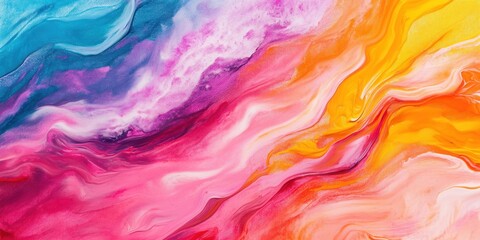 Obraz premium A vibrant abstract swirl of pink, blue, and orange hues, creating a fluid, dynamic composition that evokes energy and creativity.