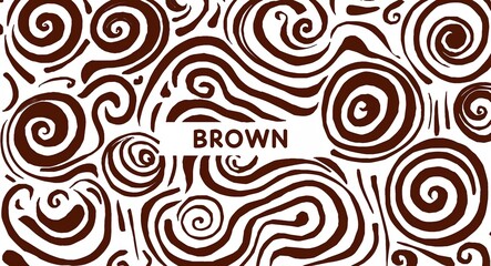 Fototapeta premium Brown Spiral pattern hand drawn design on White background illustration