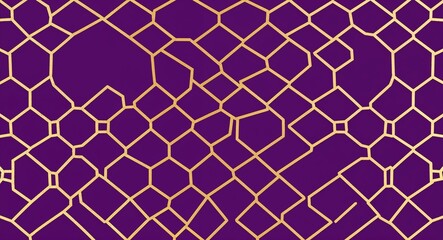 Gold Octagon pattern hand drawn design on Purple background illustration