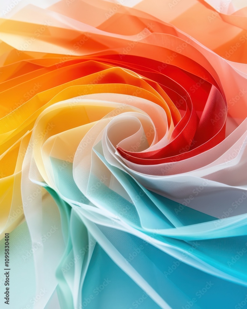 Poster abstract closeup of layered translucent paper sheets in vibrant neon colors studio setting artistic 