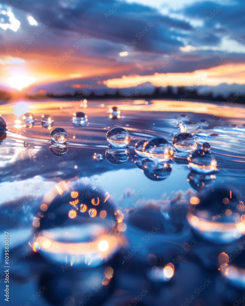 Poster closeup of raindrops on a smooth surface nature scene photography clean environment macro viewpoint 