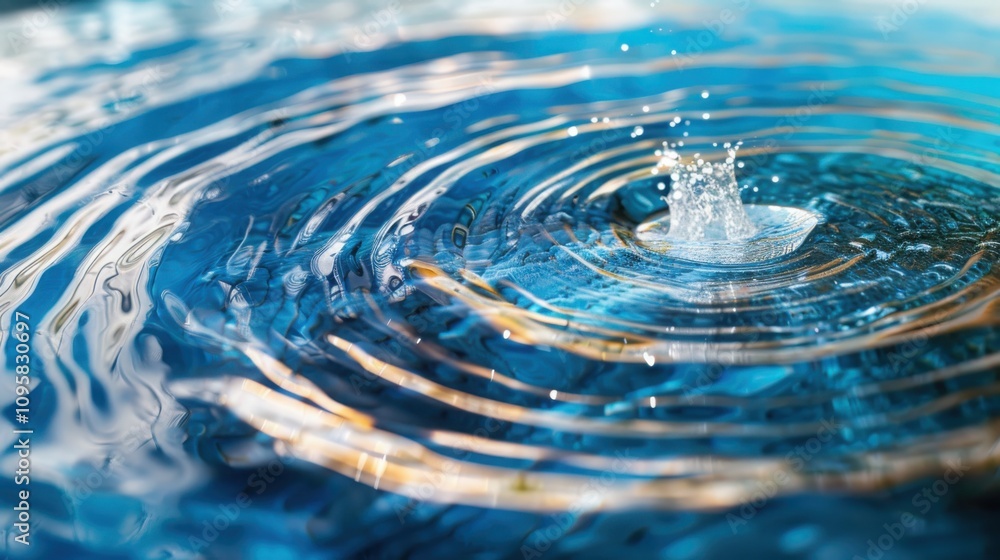 Poster captivating water ripples creating perfect concentric circles natural setting abstract closeup photo
