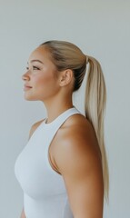 Obraz premium Side view of a woman. AI.