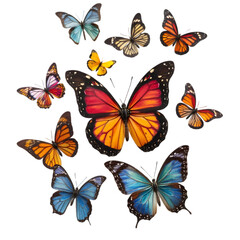 Colorful Butterflies Collection Nature Photography Various Species Outdoor Setting Close-Up View Entomology Concepts for Nature Enthusiasts