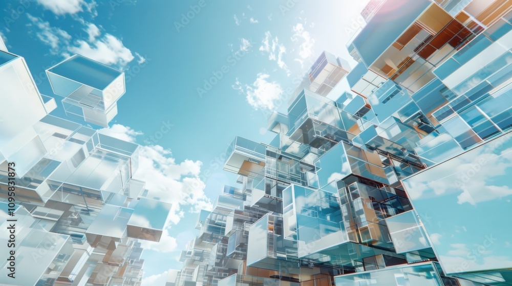 Poster exploring cybernetic urban ecosystems futuristic city visualization geometric architecture aerial vi
