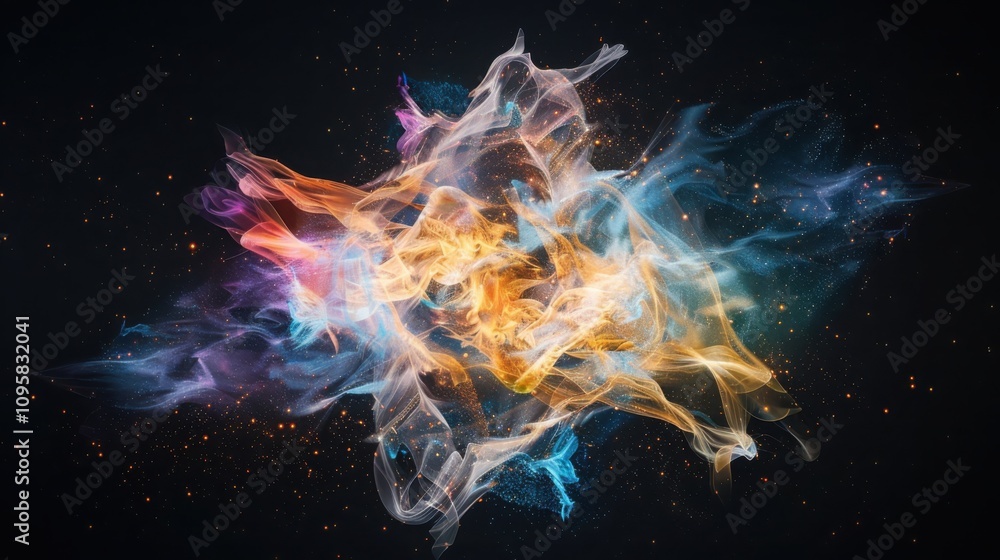 Poster mapping dark matter cosmic network visualization abstract geometric design soft colors quantum physi
