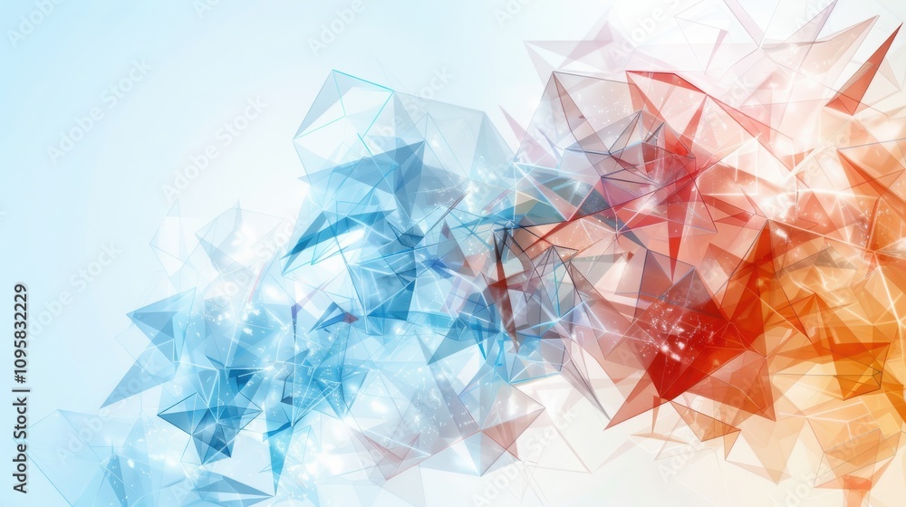 Poster mapping digital ecosystems of geometric information networks in soft pastel colors with interconnect
