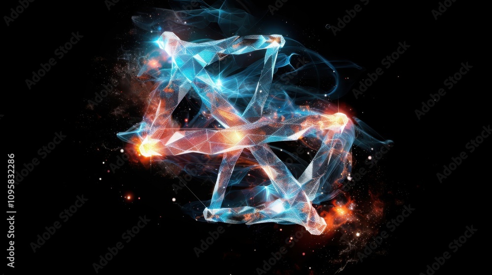 Poster visualizing dna molecular structure through geometric genetic mapping with luminescent base pair con