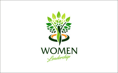 The illustration graphic vector of the power female of leadership logo design template