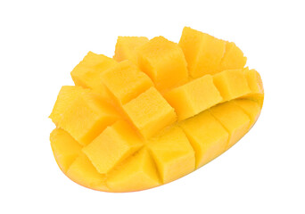 sliced ripe mango fruit isolated, png