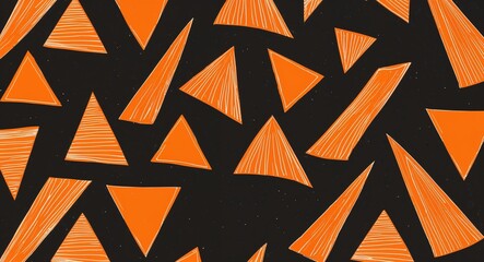 Obraz premium Orange Parallelogram pattern hand drawn design on Blue background illustration