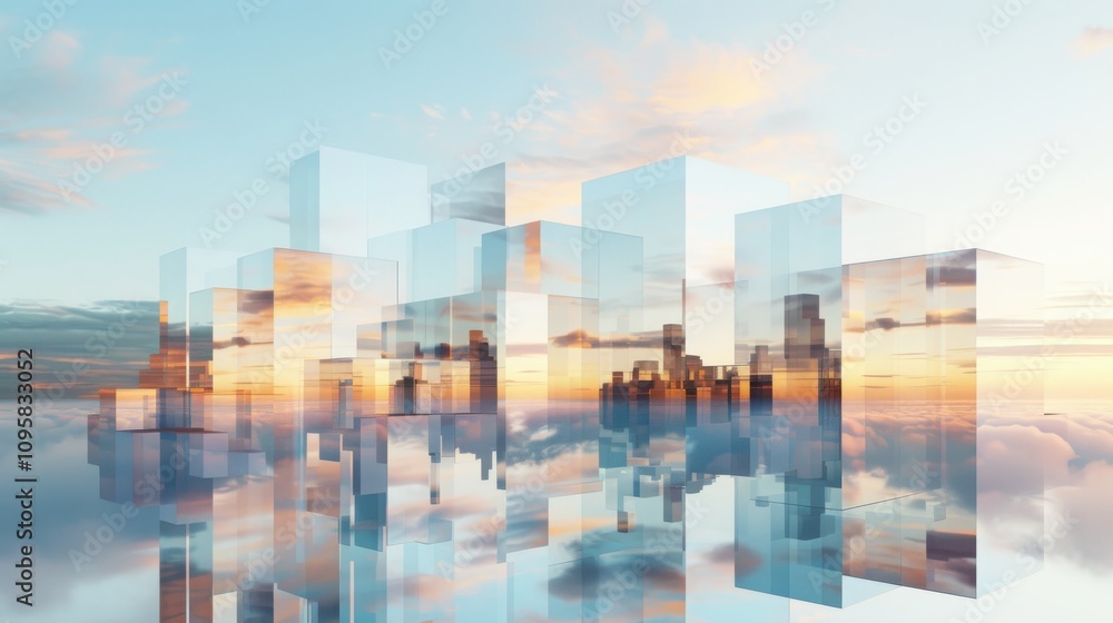 Poster creating fractal urban landscapes exploring recursive building structures in mathematical city desig