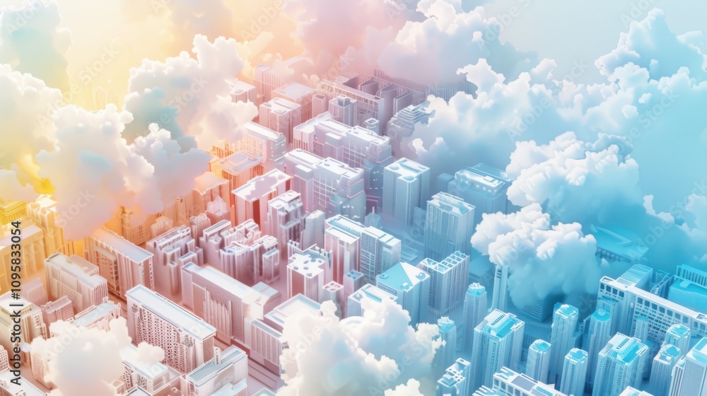 Poster exploring fractal urban landscapes recursive building structures in a mathematical city design soft 