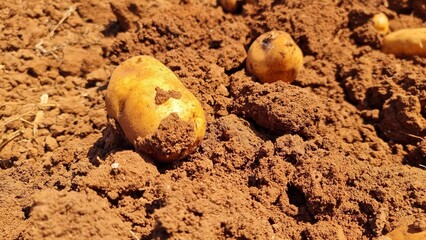 soil fresh potatoes cultivation harvesting ground brown plantaion