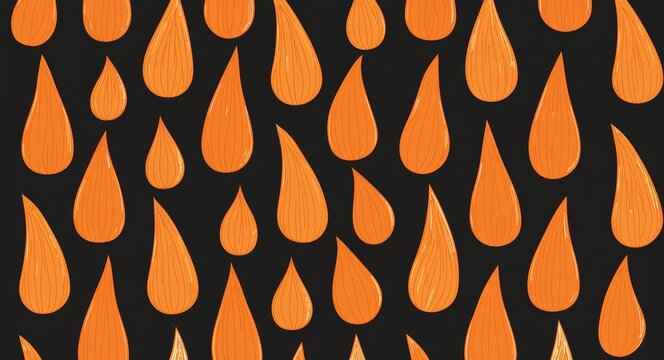 Orange Tear drop pattern hand drawn design on Blue background illustration
