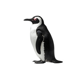 Fototapeta premium Penguin Standing on White Background Animal Photography Studio Setting Close-up View Wildlife Concept for Nature Enthusiasts and Animal Lovers