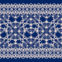 Elegant Damask Pattern  with Ornate Floral Motifs and Decorative Borders. seamless design features a sophisticated blend of vintage-inspired elements and modern aesthetics