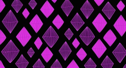 Obraz premium Purple Rhombus pattern hand drawn design on Black background illustration