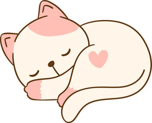 Pastel Winter Cat Sleeping Pastel Cartoon with Retro Vibes