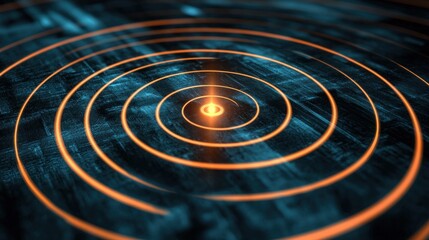 Fototapeta premium A visual representation of a focus point, with concentric circles converging toward a center point, symbolizing pinpoint accuracy
