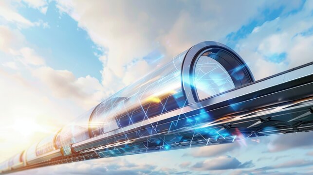 Innovative hyperloop transportation network featuring geometric interconnected tubes in soft pastel technological colors futuristic infrastructure design