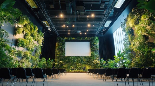 Lush green event space.