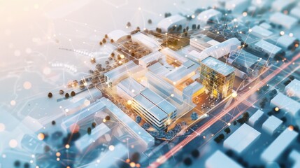 Obraz premium Exploring intermodal transportation hubs a geometric network of connections in an abstract pastel environment