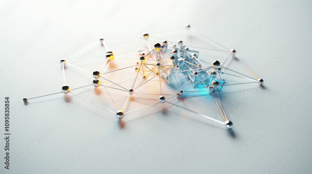 Poster visualizing an internet of things network digital environment smart data points minimalistic landsca