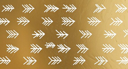 Fototapeta premium White Arrow pattern hand drawn design on Gold background illustration
