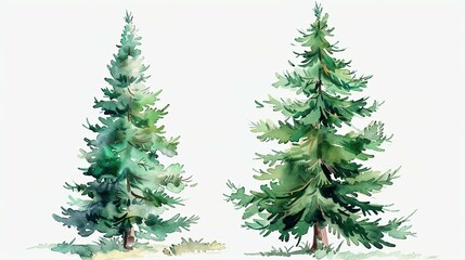 Obraz premium Festive Fir Tree in Watercolor: Capturing the Essence of Christmas Cheer