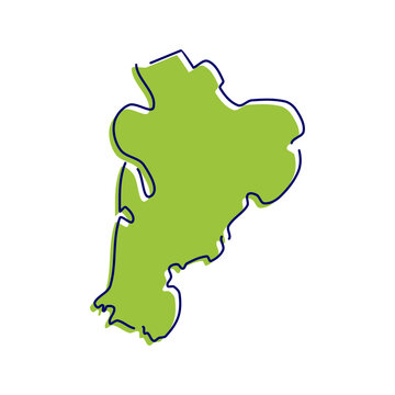 Simple map of Nouvelle-Aquitaine vector hand drawn. Hand drawn style map of Nouvelle-Aquitaine vector illustration
