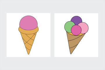A bunch of cone ice-cream vector illustration
