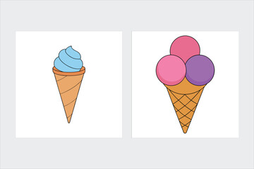 A bunch of cone ice-cream vector illustration