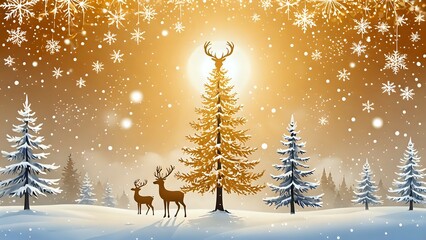 deer in winter forest