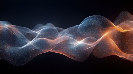 Fototapeta premium Abstract waves of light and particles create a dynamic, flowing visual effect.
